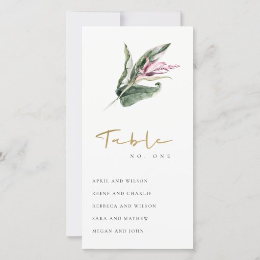 Tabelnummer Tropisch roze Floral Bedankkaart (Voorkant)