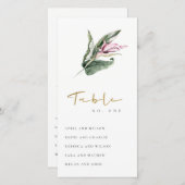 Tabelnummer Tropisch roze Floral Bedankkaart (Voorkant / Achterkant)