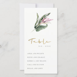 Tabelnummer Tropisch roze Floral Bedankkaart