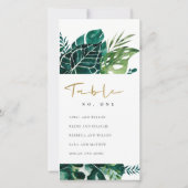 Tabelnummer Tropische monstera Leafy Seating Chart Bedankkaart (Achterkant)