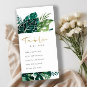 Tabelnummer Tropische monstera Leafy Seating Chart Bedankkaart