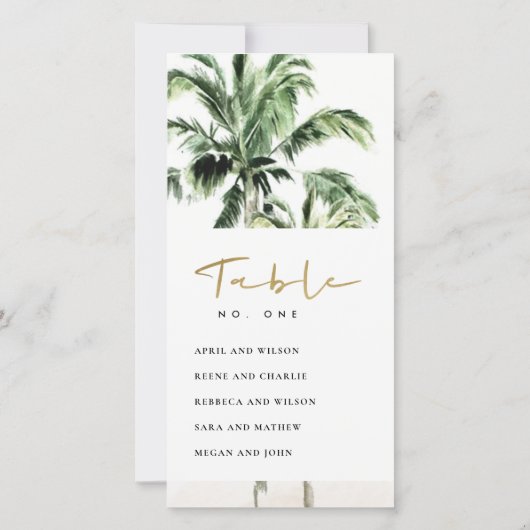 Tabelnummer Tropische palmbomen Bedankkaart (Achterkant)