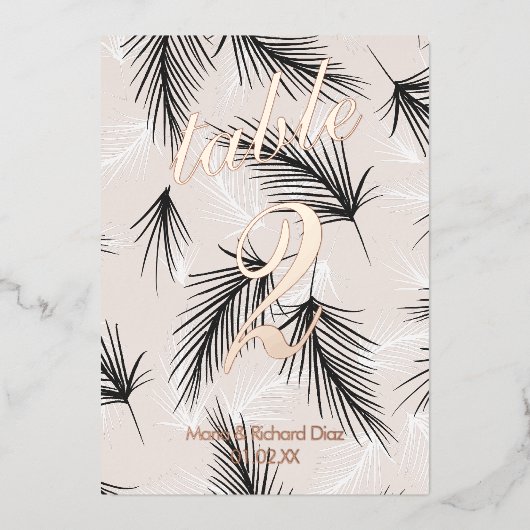 Tabelnummer Tropische zwarte lef Folie Folie Uitnodiging (Voorkant)