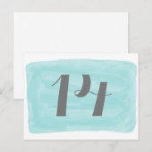 Tabelnummer turquoise Waterverf Briefkaart (Voorkant / Achterkant)