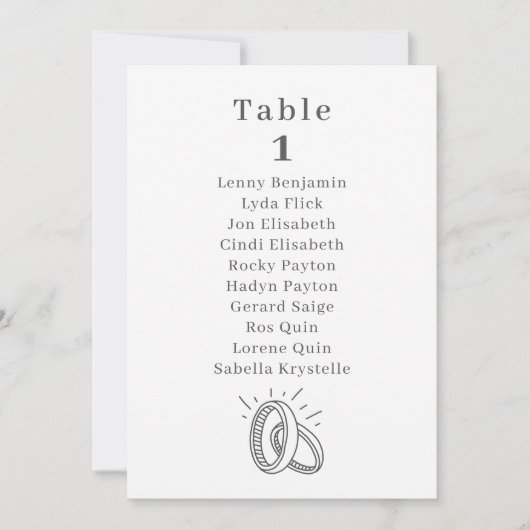 Tabelnummer van bruiloft kaart (Voorkant)