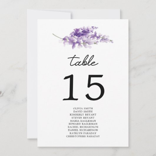 Tabelnummer van het lavendeweddenschap kaart (Voorkant)