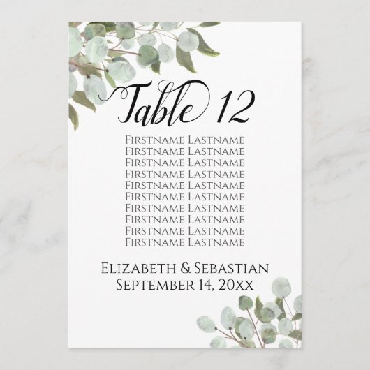 Tabelnummer van weddenschap Greenery (Voorkant)