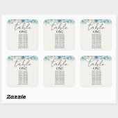 Tabelnummer van weduwenkaartje gastnamen toevoegen vierkante sticker (Vel)