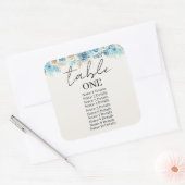 Tabelnummer van weduwenkaartje gastnamen toevoegen vierkante sticker (Envelop)