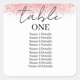 Tabelnummer van weduwenkaartje gastnamen toevoegen vierkante sticker