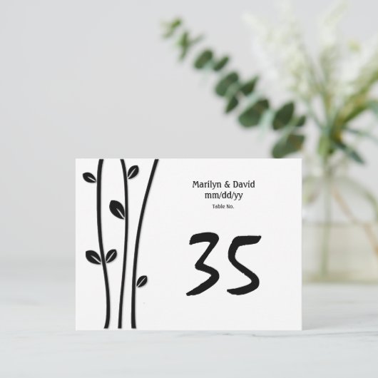 Tabelnummer verlaten zwarte bijkantoren briefkaart (Staand voorkant)