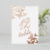 Tabelnummer vlindergoudpersing Folie Uitnodiging (Staand Voorkant)