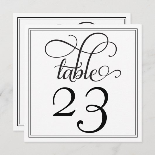 tabelnummer voor Black Curly-script Kaart (Voorkant / Achterkant)