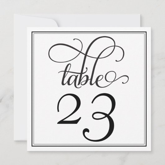 tabelnummer voor Black Curly-script Kaart (Achterkant)