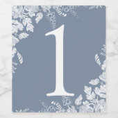 Tabelnummer wijnetiket | Wijngaard (Dusty Blue) Wijn Etiket (Enkel label)