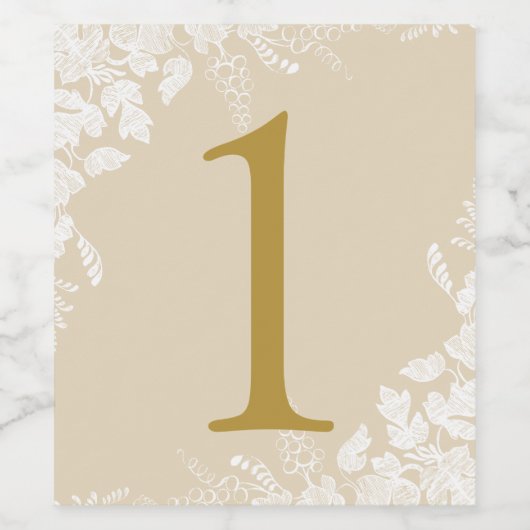 Tabelnummer wijnetiket | Wijngaard (Goud & Tan) Wijn Etiket (Enkel label)