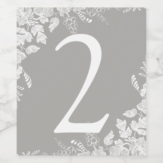 Tabelnummer wijnetiket | Wijngaard (grijs) Wijn Etiket (Enkel label)