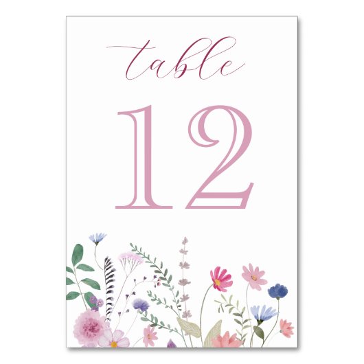 Tabelnummer Wildflower Kaart (Achterkant)