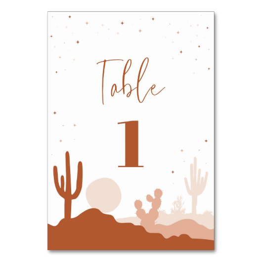 Tabelnummer woestijnbruiloft kaart (Achterkant)