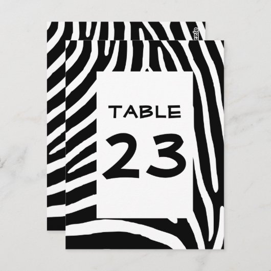 Tabelnummer zebradruk briefkaart (Voorkant / Achterkant)