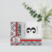 Tabelnummer zwart en zilver Damask Red Briefkaart (Staand voorkant)