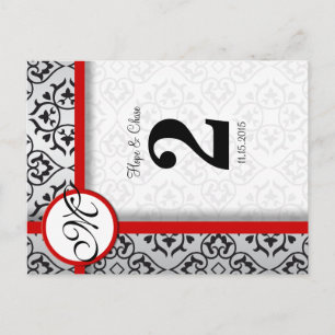 Tabelnummer zwart en zilver Damask Red Briefkaart