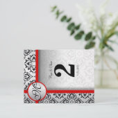 Tabelnummer zwart en zilver grijs Damask Red Briefkaart (Staand voorkant)