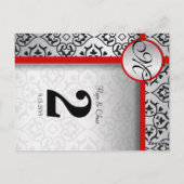 Tabelnummer zwart en zilver grijs Damask Red Briefkaart (Achterkant)