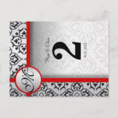 Tabelnummer zwart en zilver grijs Damask Red Briefkaart (Voorkant)