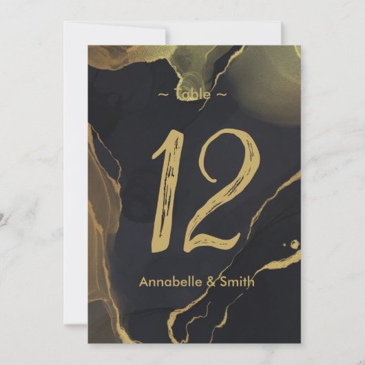 Tabelnummer zwart-wit & goudmarmer kaart (Voorkant)
