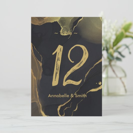 Tabelnummer zwart-wit & goudmarmer kaart (Staand voorkant)