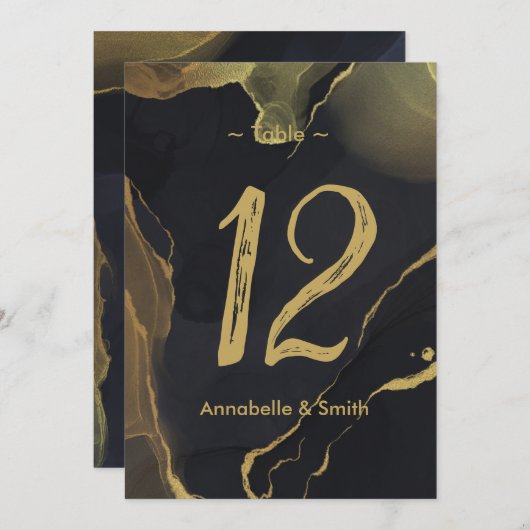 Tabelnummer zwart-wit & goudmarmer kaart (Voorkant / Achterkant)