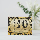 Tabelnummer zwarte en gouddampen briefkaart (Staand voorkant)