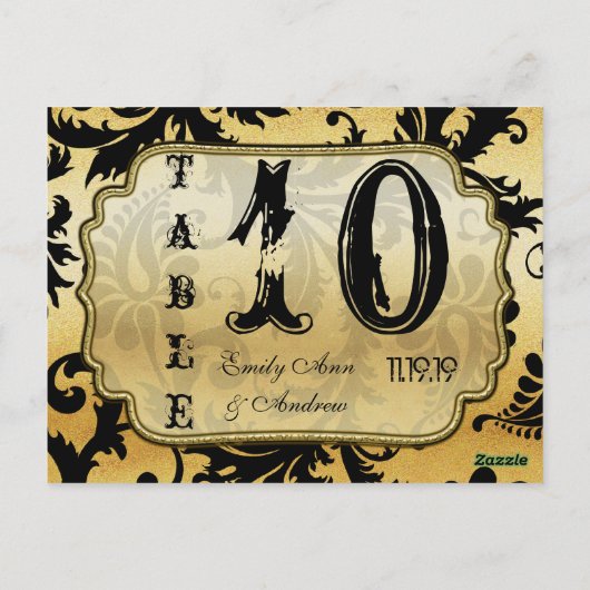 Tabelnummer zwarte en gouddampen briefkaart (Achterkant)