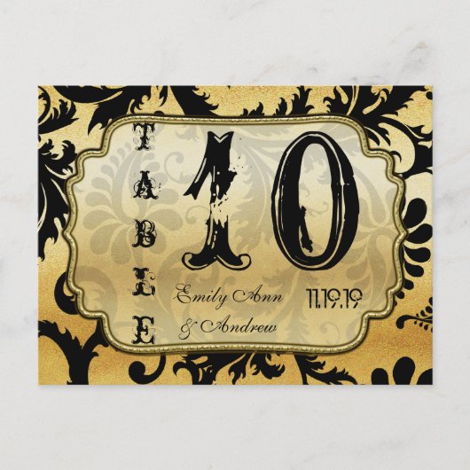 Tabelnummer zwarte en gouddampen briefkaart (Voorkant)