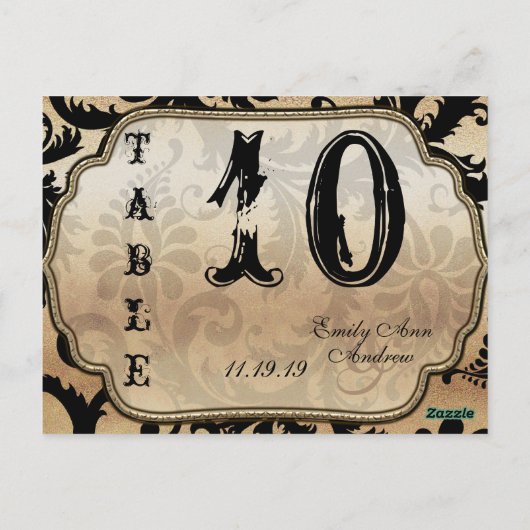 Tabelnummer zwarte en gouddampen briefkaart (Achterkant)