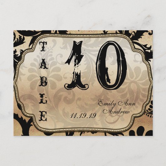Tabelnummer zwarte en gouddampen briefkaart (Voorkant)