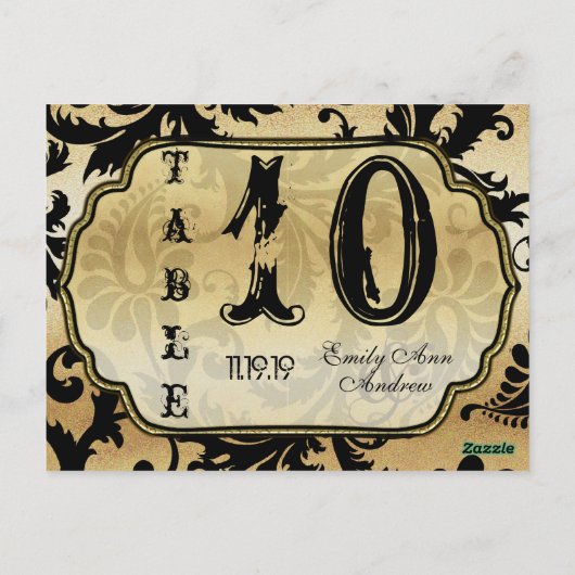 Tabelnummer zwarte en gouddampen briefkaart (Achterkant)