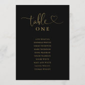 Tabelnummer zwarte en gouden scriptstaal kaart (Achterkant)