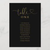 Tabelnummer zwarte en gouden scriptstaal kaart (Voorkant)