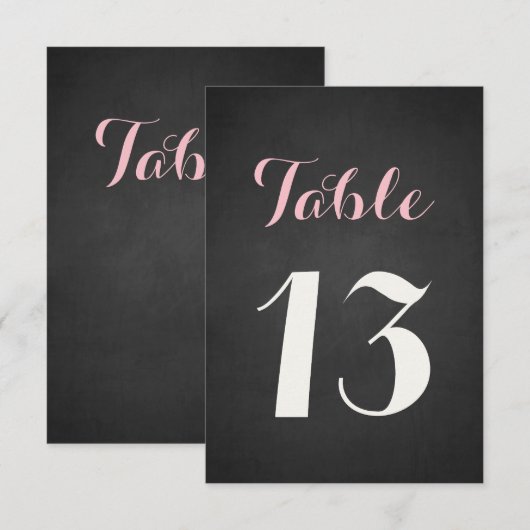 Tabelnummerkaart voor roze en wittekaarten kaart (Voorkant / Achterkant)