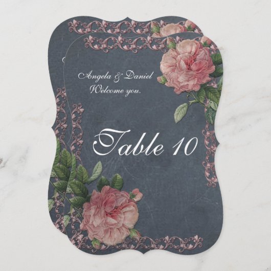 Tabelnummerkaarten  rozen op het bord kaart (Voorkant / Achterkant)