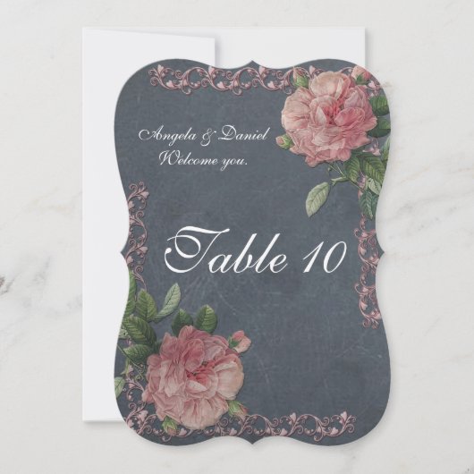 Tabelnummerkaarten  rozen op het bord kaart (Voorkant)