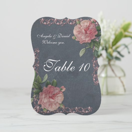 Tabelnummerkaarten  rozen op het bord kaart (Staand voorkant)