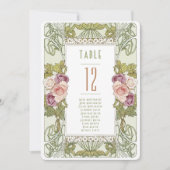 Tabelnummers Art Nouveau Wedding Kaart (Voorkant)