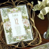 Tabelnummers  Art Nouveau Wedding Kaart