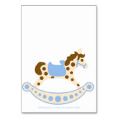 Tabelnummers blauwe Rocking Horse Baby shower Kaart (Achterkant)