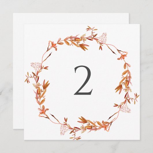 Tabelnummers bloemenrand feestdagenkaart (Voorkant / Achterkant)