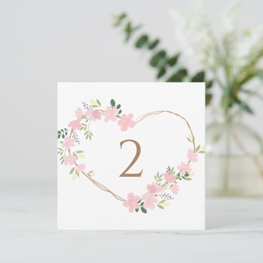 Tabelnummers bloemenrand feestdagenkaart (Staand voorkant)