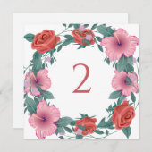 Tabelnummers bloemenrand feestdagenkaart (Voorkant / Achterkant)